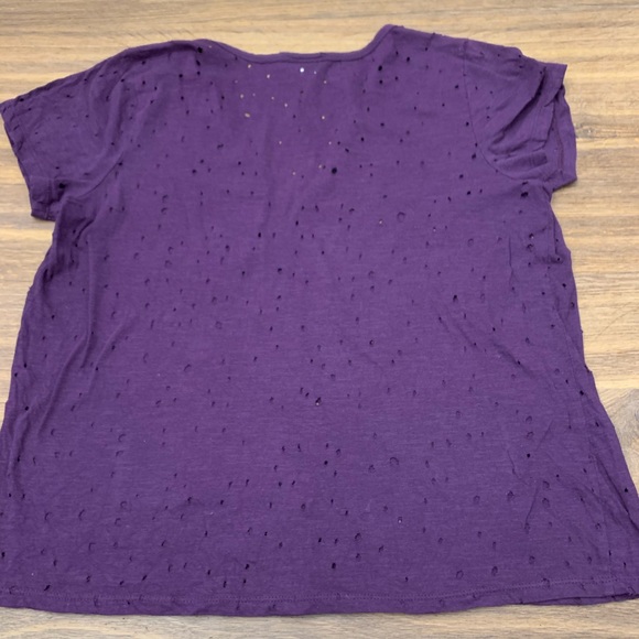 Torrid Lace Trim Purple T-Shirt 0 Large with Holes - Picture 4 of 4